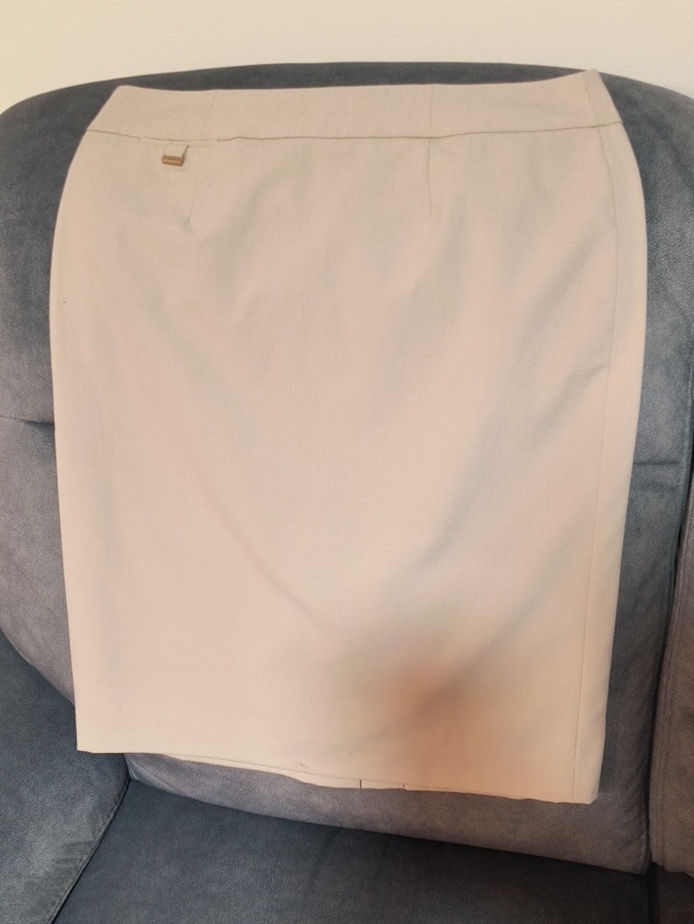 Calvin Klein Cream Pencil Skirt with Gold Tab